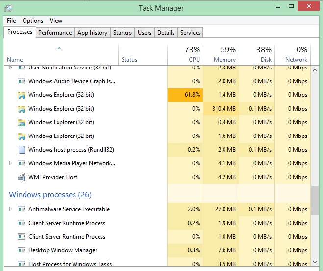 More than one windows explorer is showing in Task Manager process tab ...