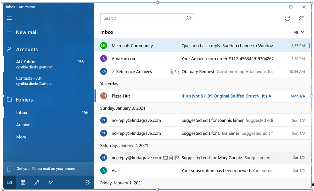 Sudden change to Windows 10 Mail layout - Microsoft Q&A