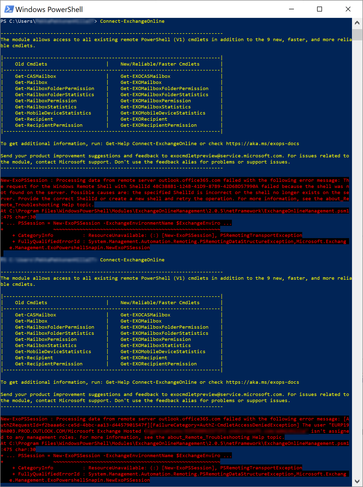 Cannot connect Exchange online with Powershell - Microsoft Q&A