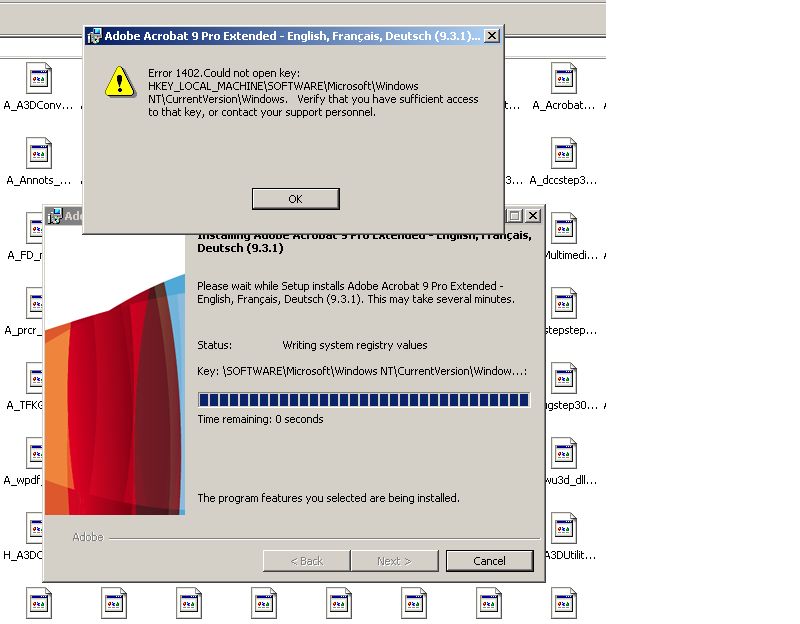 Registry Error while installing adobe acrobat - Microsoft Q&A