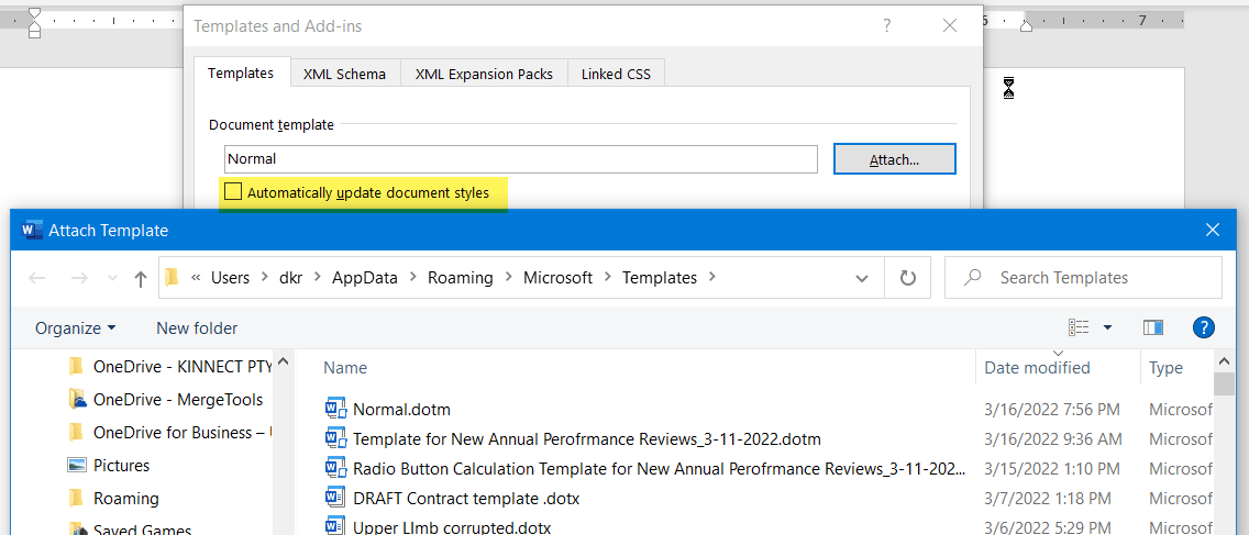 How select a template for a new document created by right-clicking in a ...