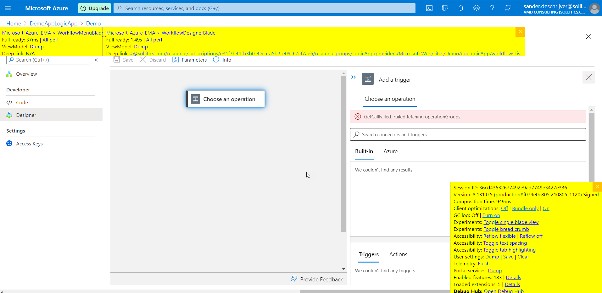 GetCallFailed. Failed fetching operationGroups. - Microsoft Q&A