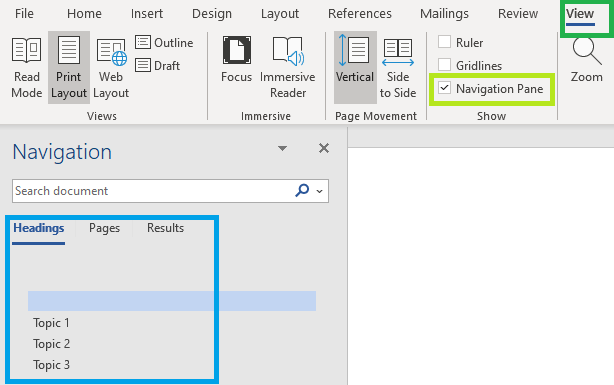 Use the Navigation pane in Word - Microsoft Support