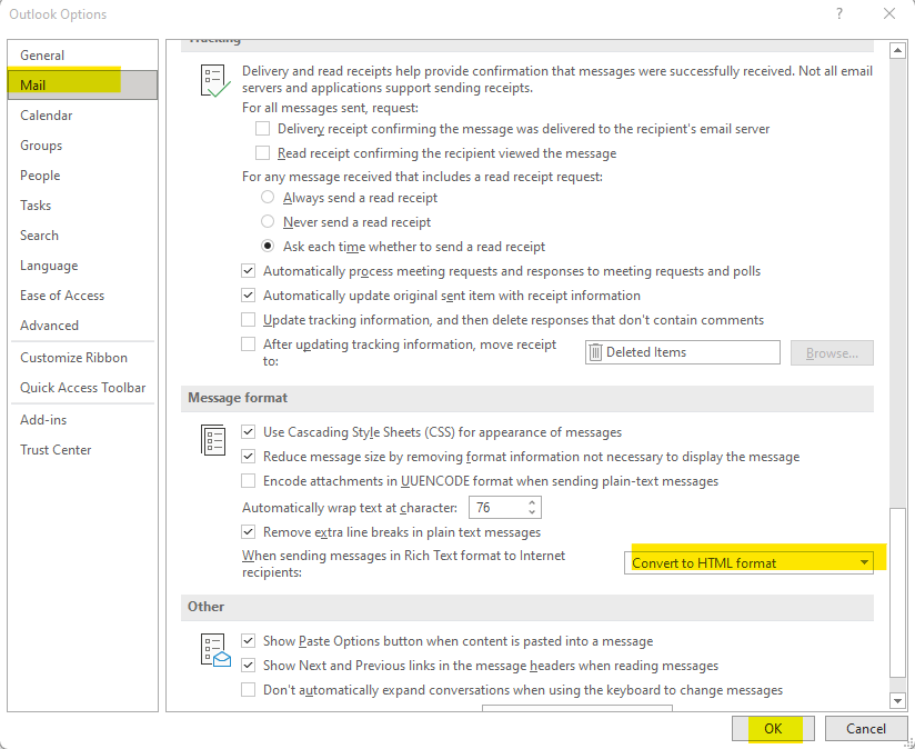 I want to format an email but my formatting options are greyed out ...