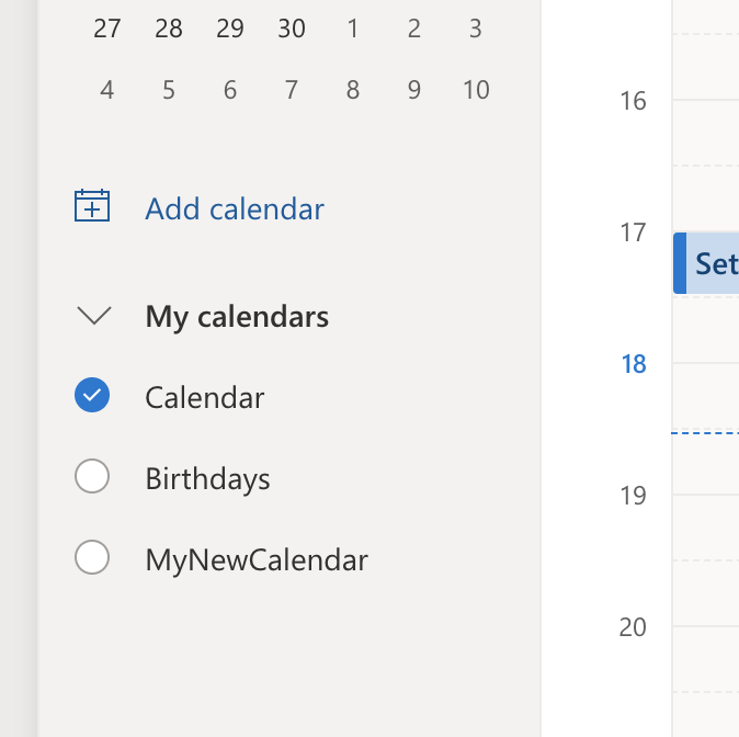 Microsoft Graph API Create Calendar doesn #39 t display it by default