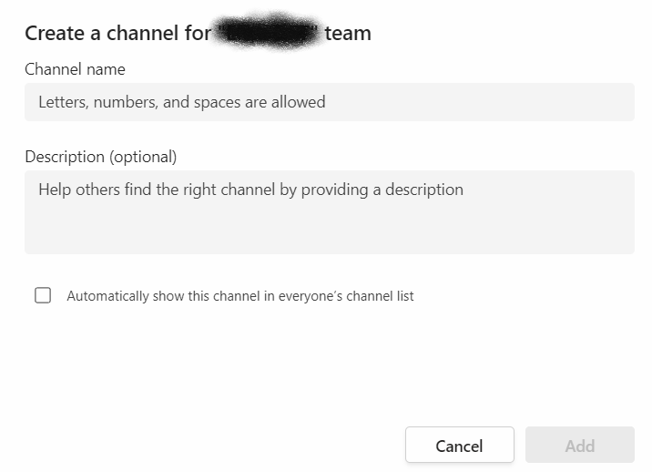 Creating private channel in teams - Microsoft Q&A