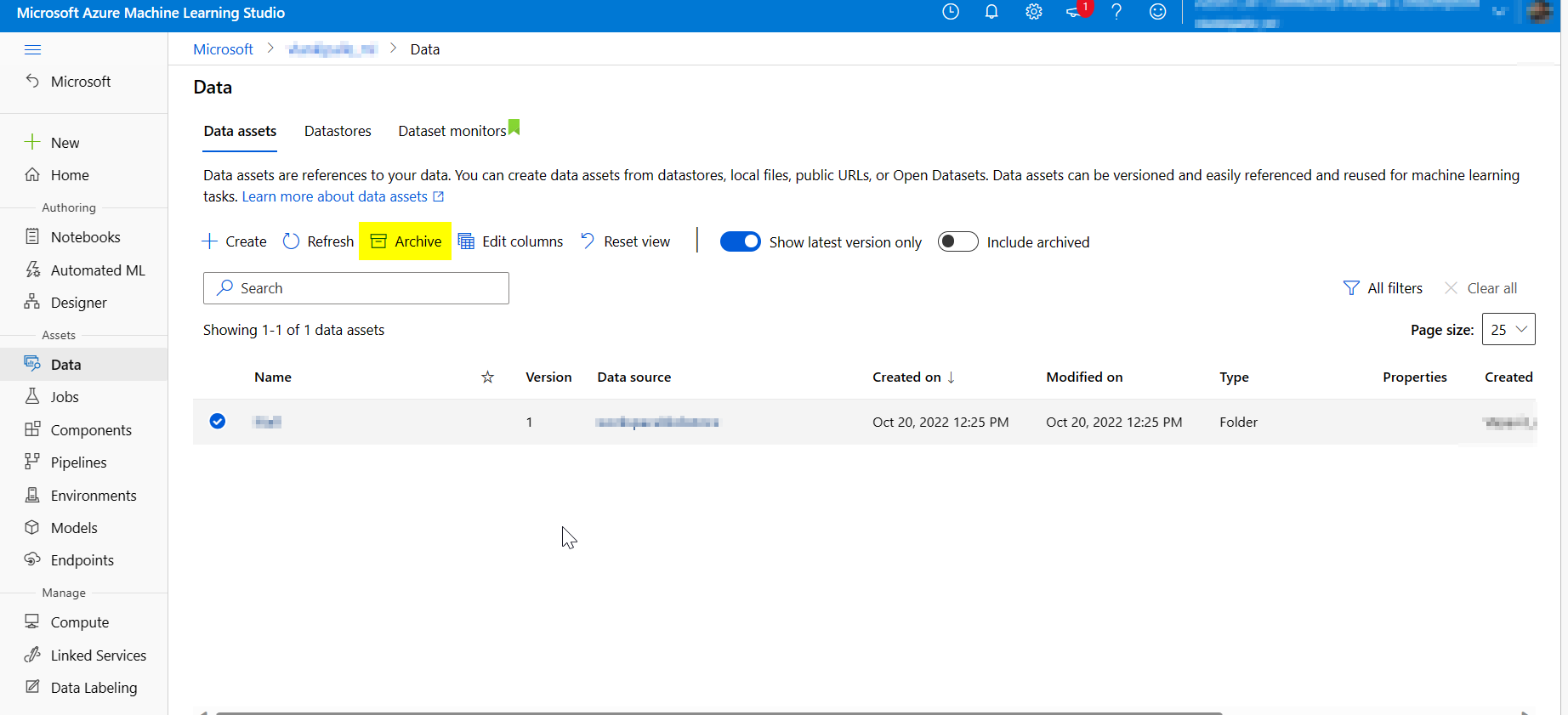 How can I delete a registered dataset on Azure Machine Learning ...
