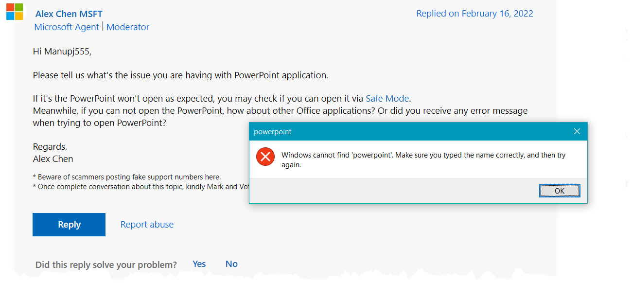 Powerpoint not working even after reinstall ? can you please advise ...