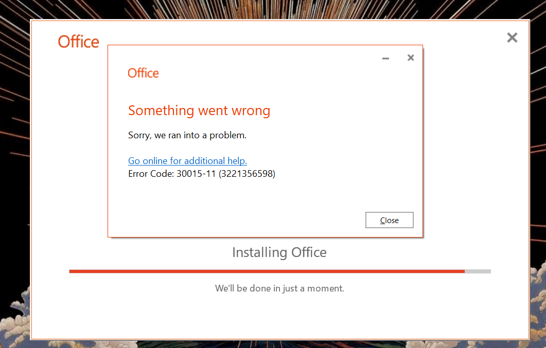 Office Installation Error 30015-13 & 