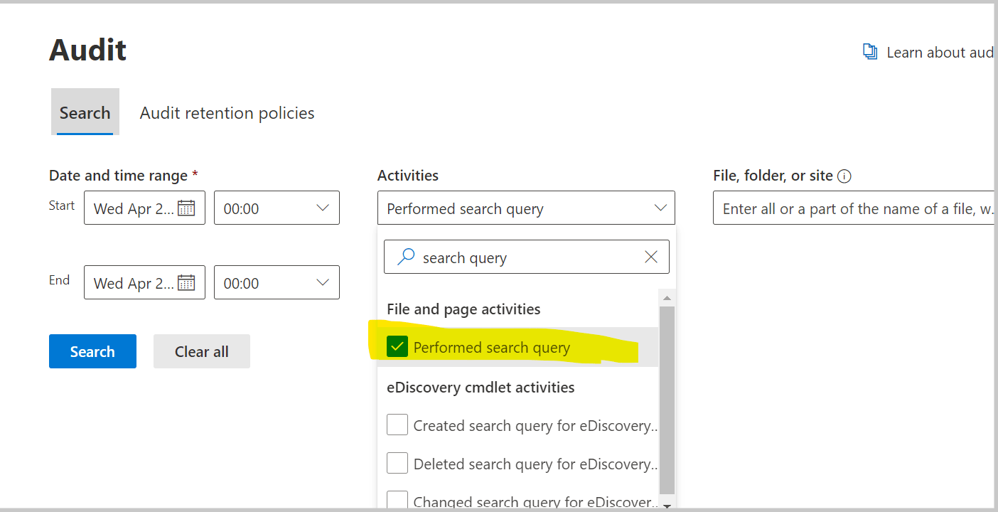 Search query body in SharePoint Compliance Audit Logs - Microsoft Q&A