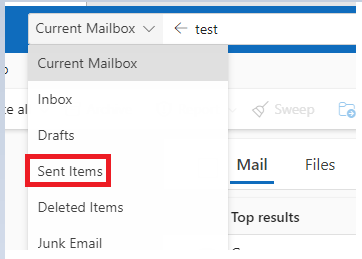 Search in Outlook results do not include 