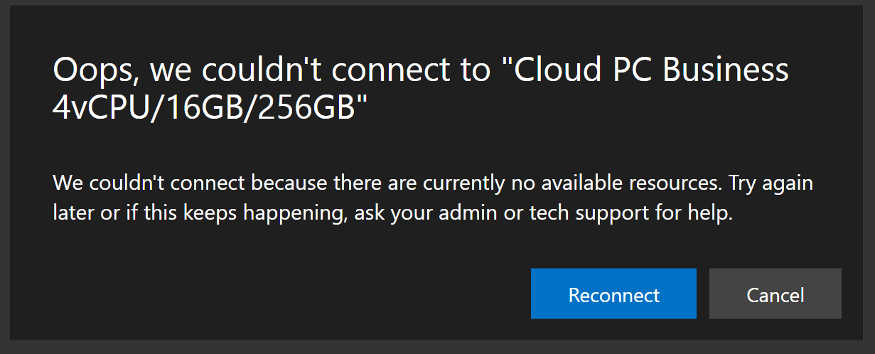 I Cannot Connect My Windows365 Cloud Pc Microsoft Q A I Cannot Connect My Windows365 Cloud Pc Microsoft Q A