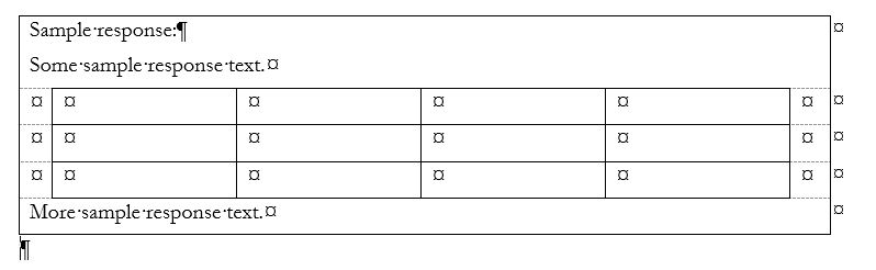 How to insert/draw table inside the section with outside border ...