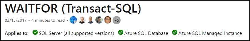 support waitfor delay in synapse dedicated SQL pool - Microsoft Q&A