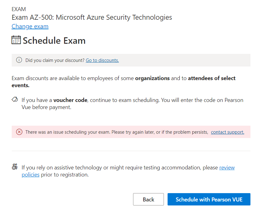 unable-to-schedule-for-exam-microsoft-q-a