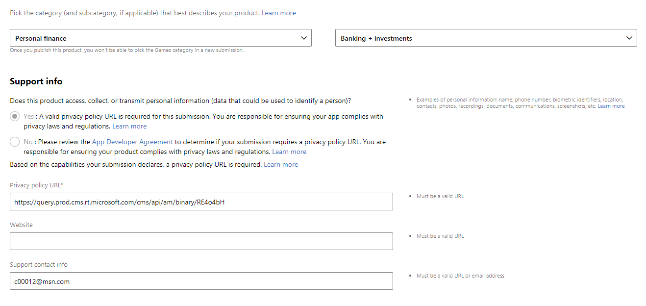 I found strange things in app submission process.... - Microsoft Q&A