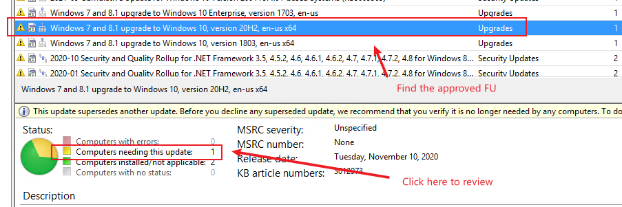 Windows 10 Upgrade in WSUS failed (Unable to Find Resource 