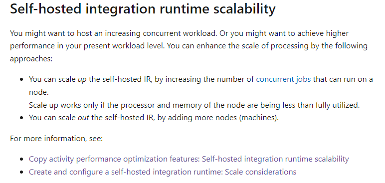 Low latency and throughput self hosted IR - Microsoft Q&A