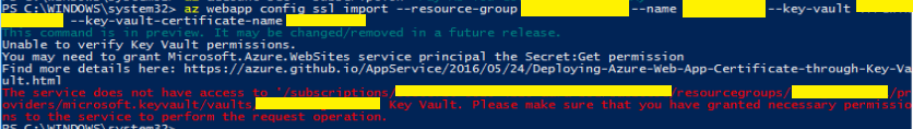 Failed to get App Service Service principal details. - Microsoft Q&A