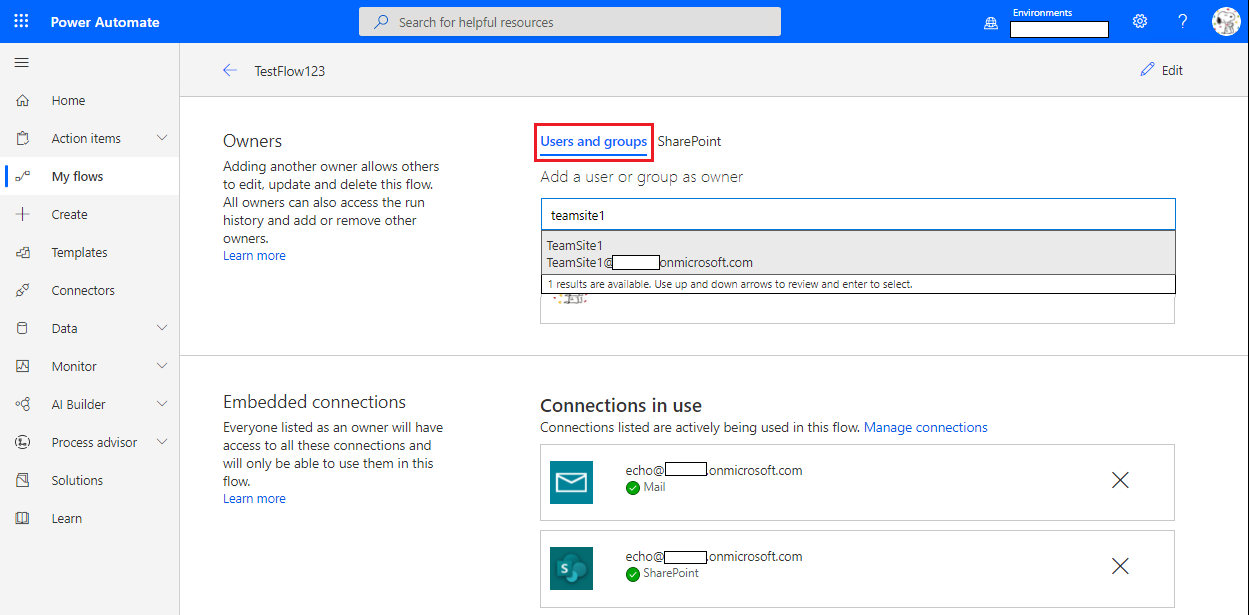 Sharepoint List as Flow Co-Owner: User cannot edit or manage Flow ...