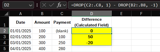 Calculate difference between two columns but frmo different dates using ...