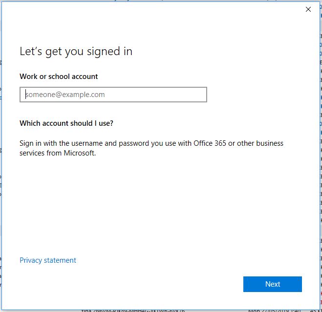 let's get you signed in work or school account - don't have office 365 ...
