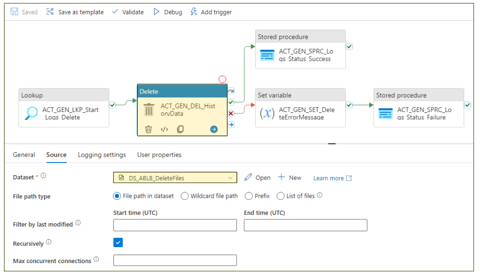 Delete files in container more than 7 days old. Getting Error "The