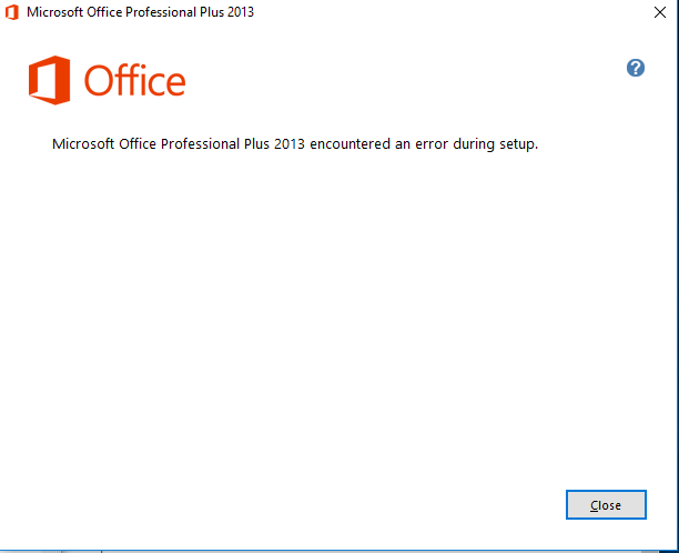 Office 2013 Professional Plus encontrou um erro durante a