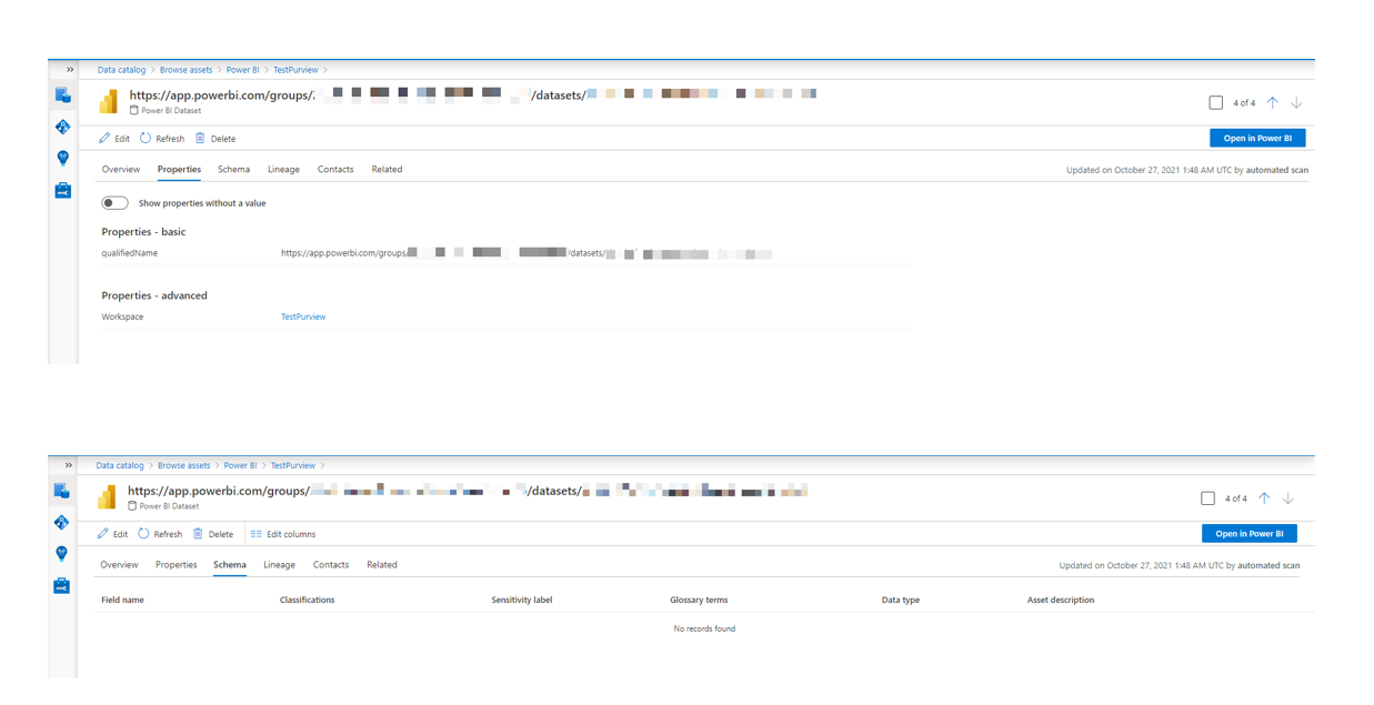 Azure Purview Power BI dataset schema is missing Microsoft Q&A