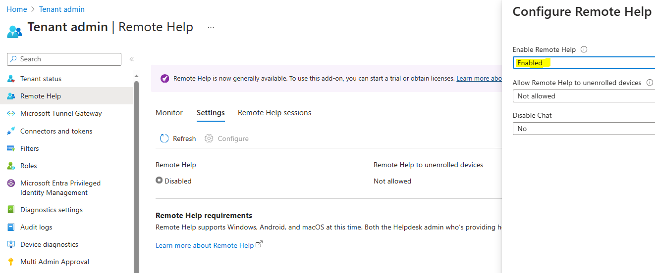 How to enable Intune capabilities for Remote assistance Microsoft Q&A