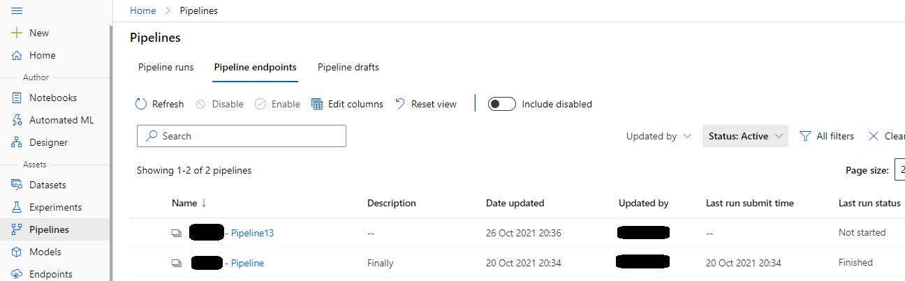 How to use a working pipeline on live dataset? - Microsoft Q&A