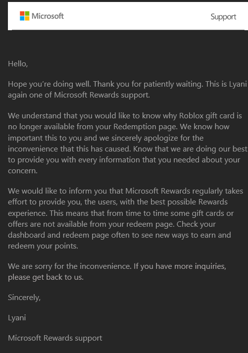 Robux reward in Microsoft Rewards gone - Microsoft Q&A
