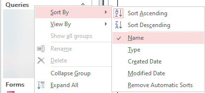 MS Access - Need to sort the MS Access objects by name - Microsoft Q&A