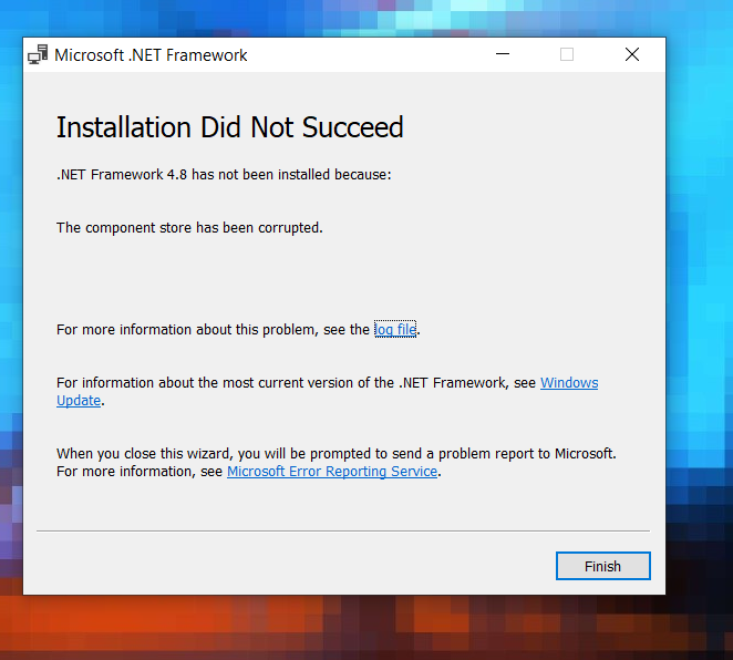microsoft .net 4.8 install has always failed for months. Is it because ...