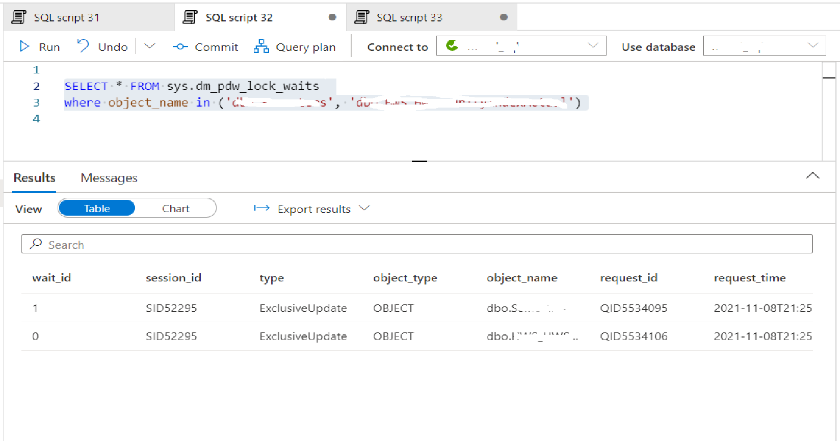 remove a lock from a table in a Synapse Dedicated Pool - Microsoft Q&A