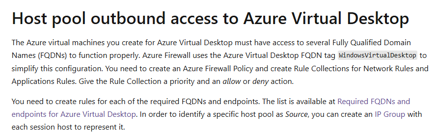 How to configure Azure Firewall for Azure Virtual desktop? - Microsoft Q&A