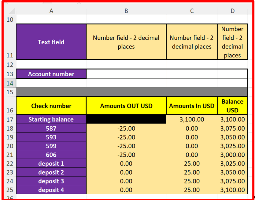 Excel Formatting - running balance required - how do I do this ...