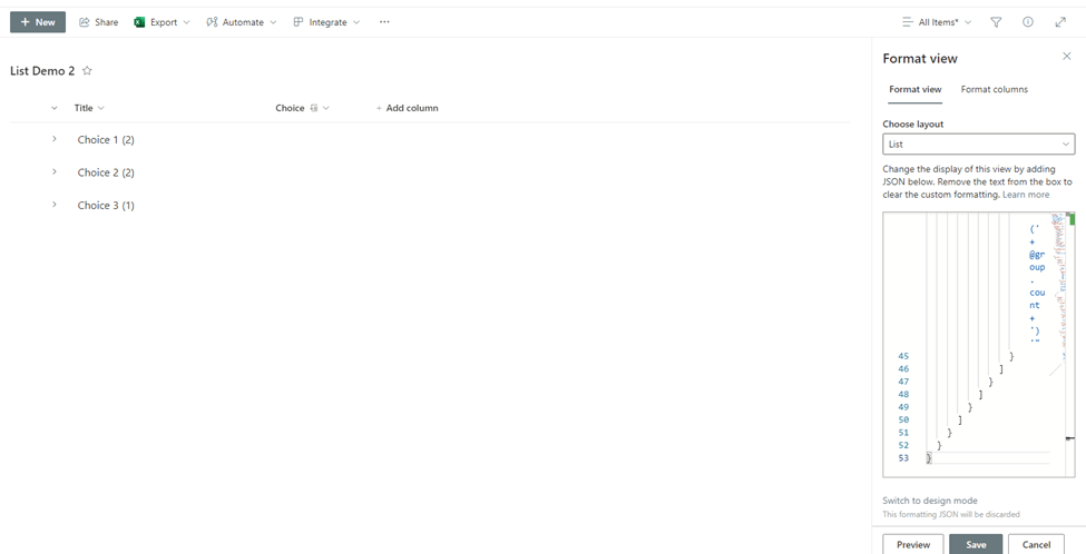 JSON Formatting for MS List Views has odd glitch. - Microsoft Q&A
