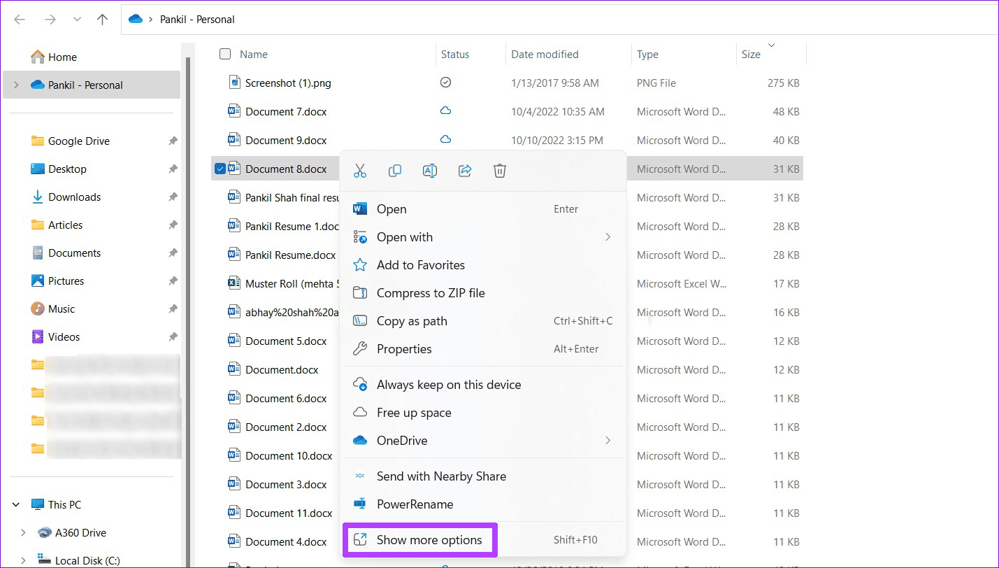 Show More Options Menu in Windows