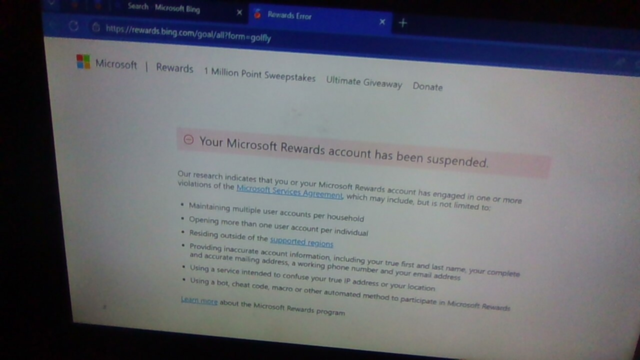 6,725 Rewards points suspended due to suspended account? - Microsoft Q&A