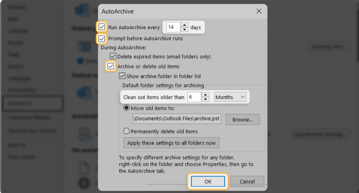 Archive old Outlook based on date RECEIVED - Microsoft Q&A