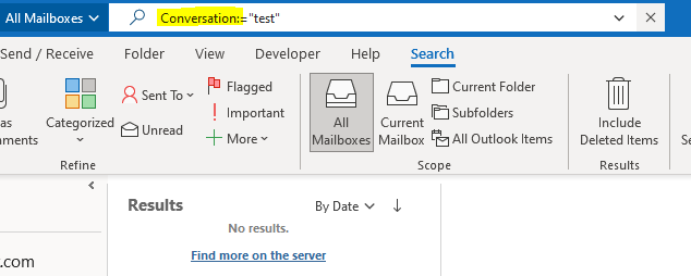 Outlook 365 Conversation search square brackets - Microsoft Q&A