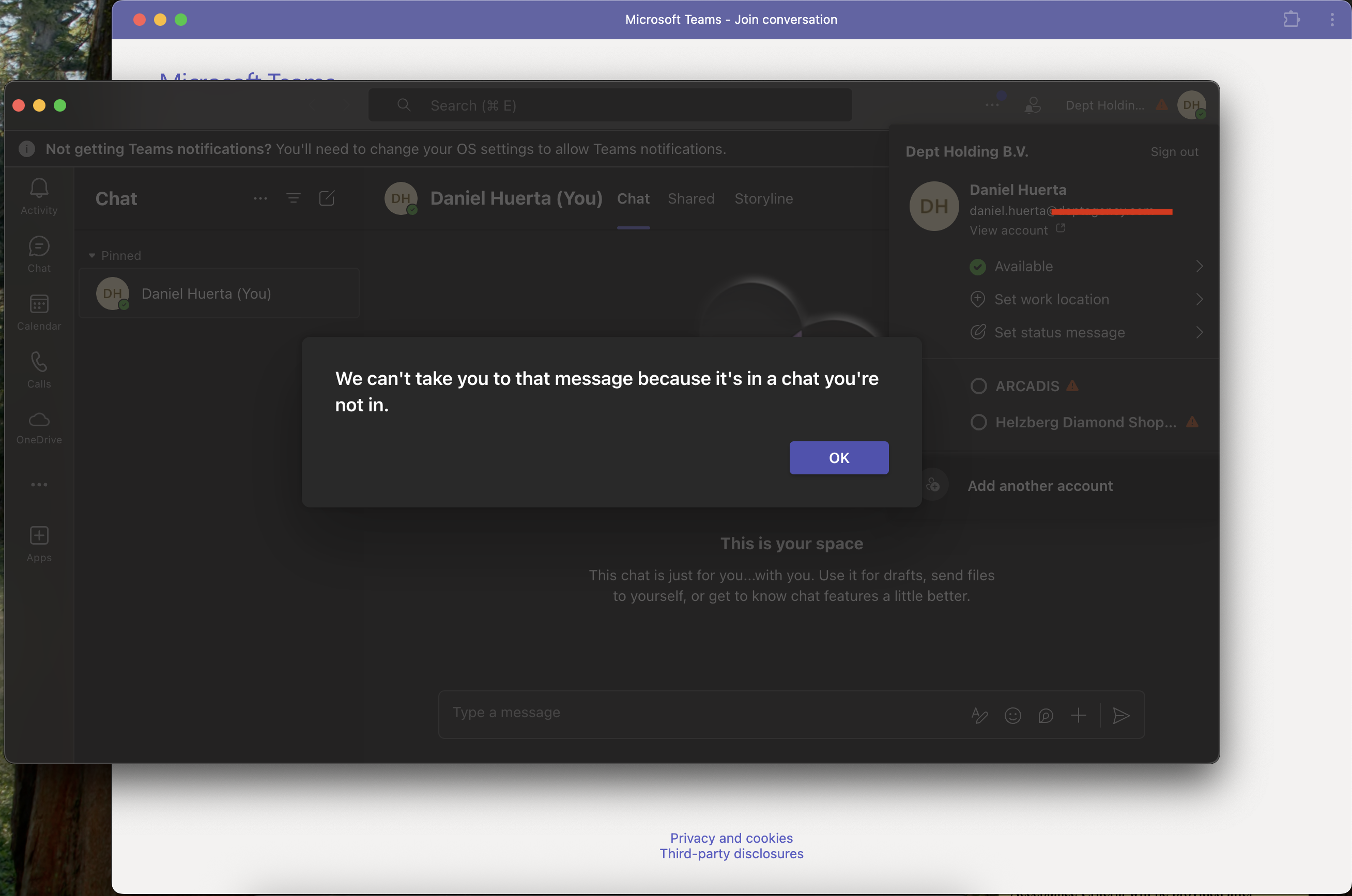 Error when trying to access client Teams chat - Microsoft Q&A