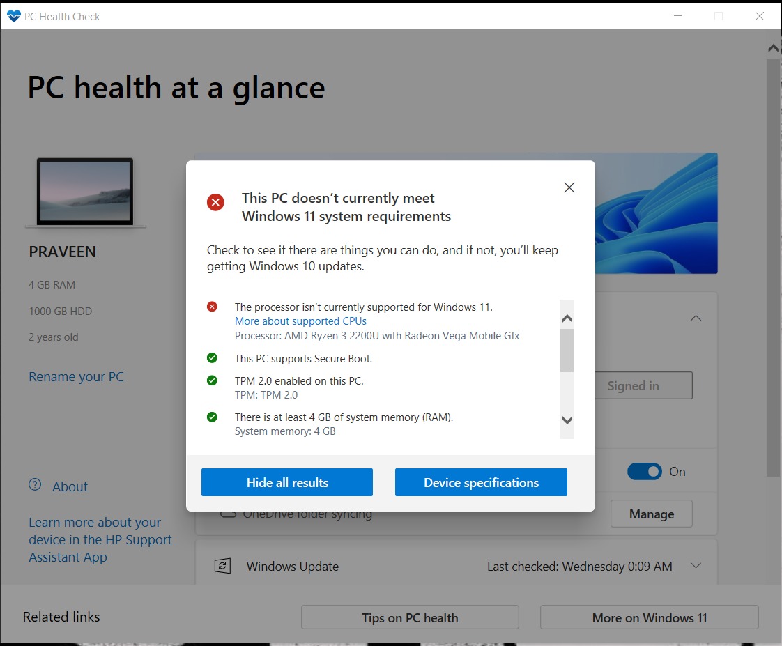 Windows 11 update on Ryzen3 2200U - Microsoft Q&A