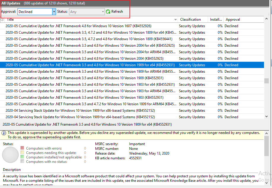 Issue with WSUS not supersceding older CUM updates? - Microsoft Q&A