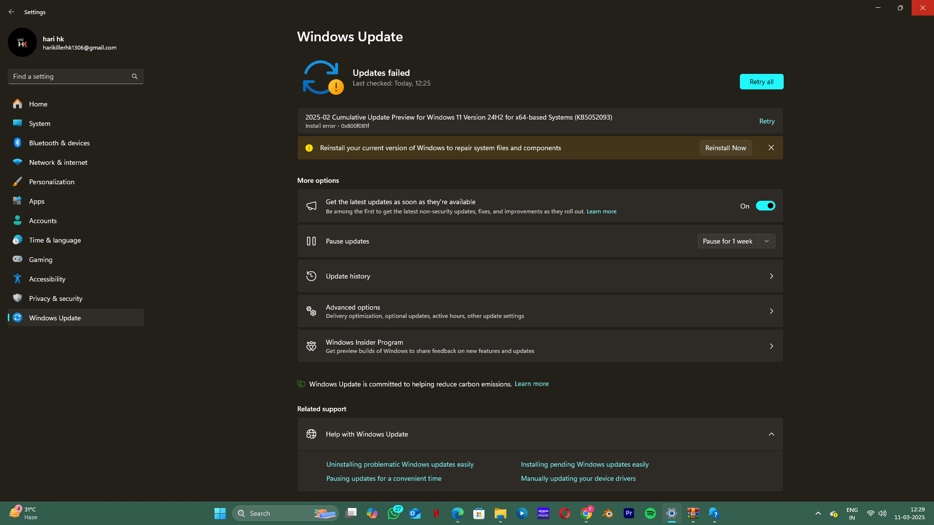 i cant update my windows and cant access windows security - Microsoft Q&A