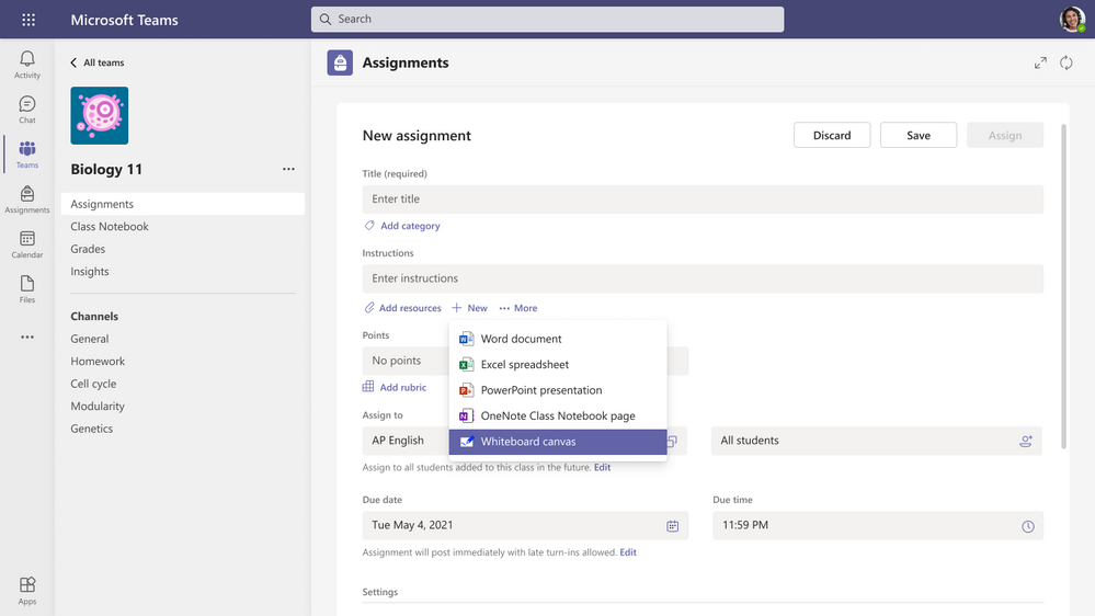 Whiteboard in Assignments for Microsoft Teams - Microsoft Q&A