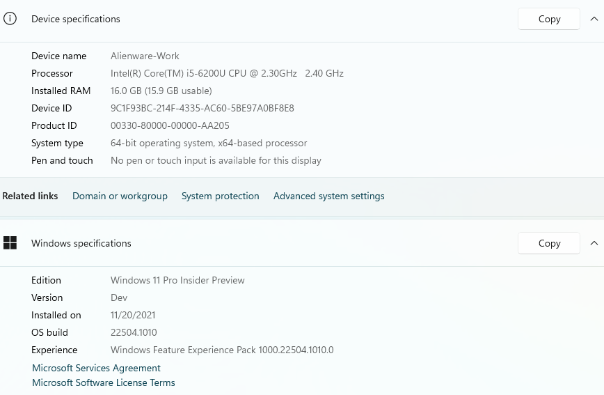 Windows 11 Pro Insider Preview 22504.1010 GTX 960M