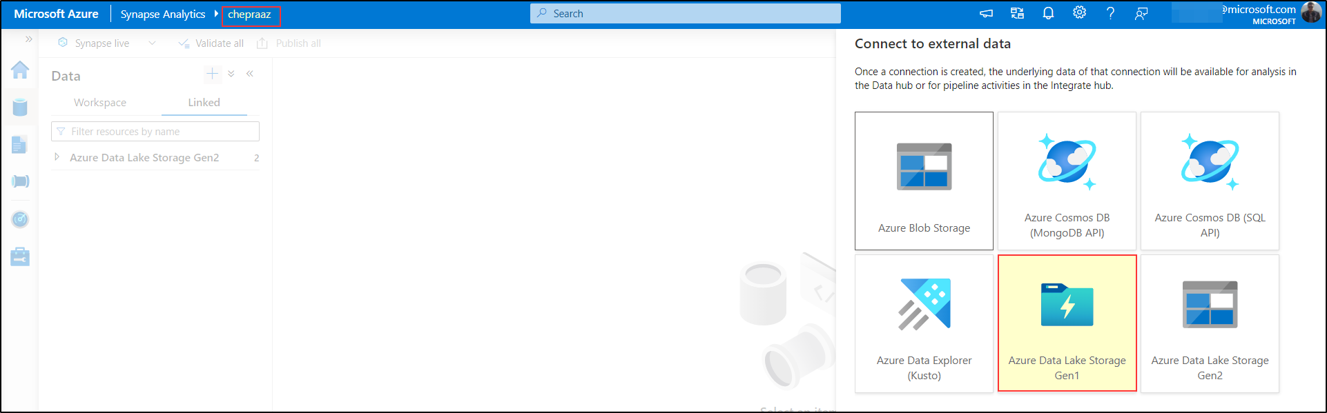 Is there a way to link ADLS-Gen1 storage to Azure-Synapse? - Microsoft Q&A