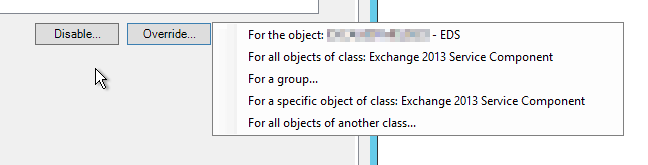 SCOM 2019 - Overriding on disabling Exchange 2013/2016 Alerts in